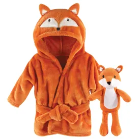 Hudson Baby Plush Bathrobe and Toy Set, Fox