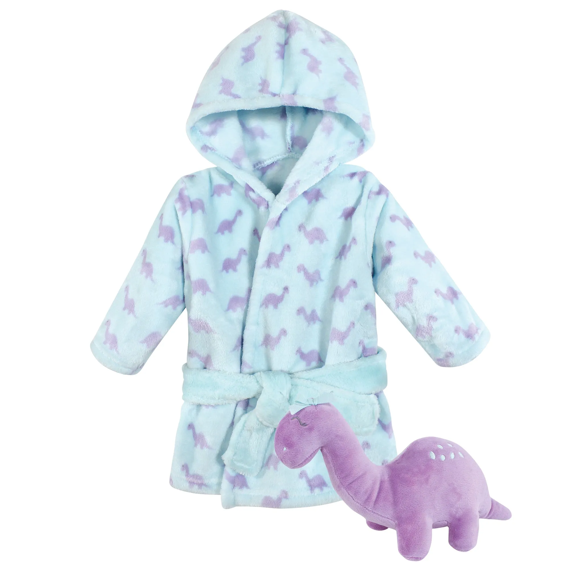 Hudson Baby Plush Bathrobe and Toy Set, Girl Dino