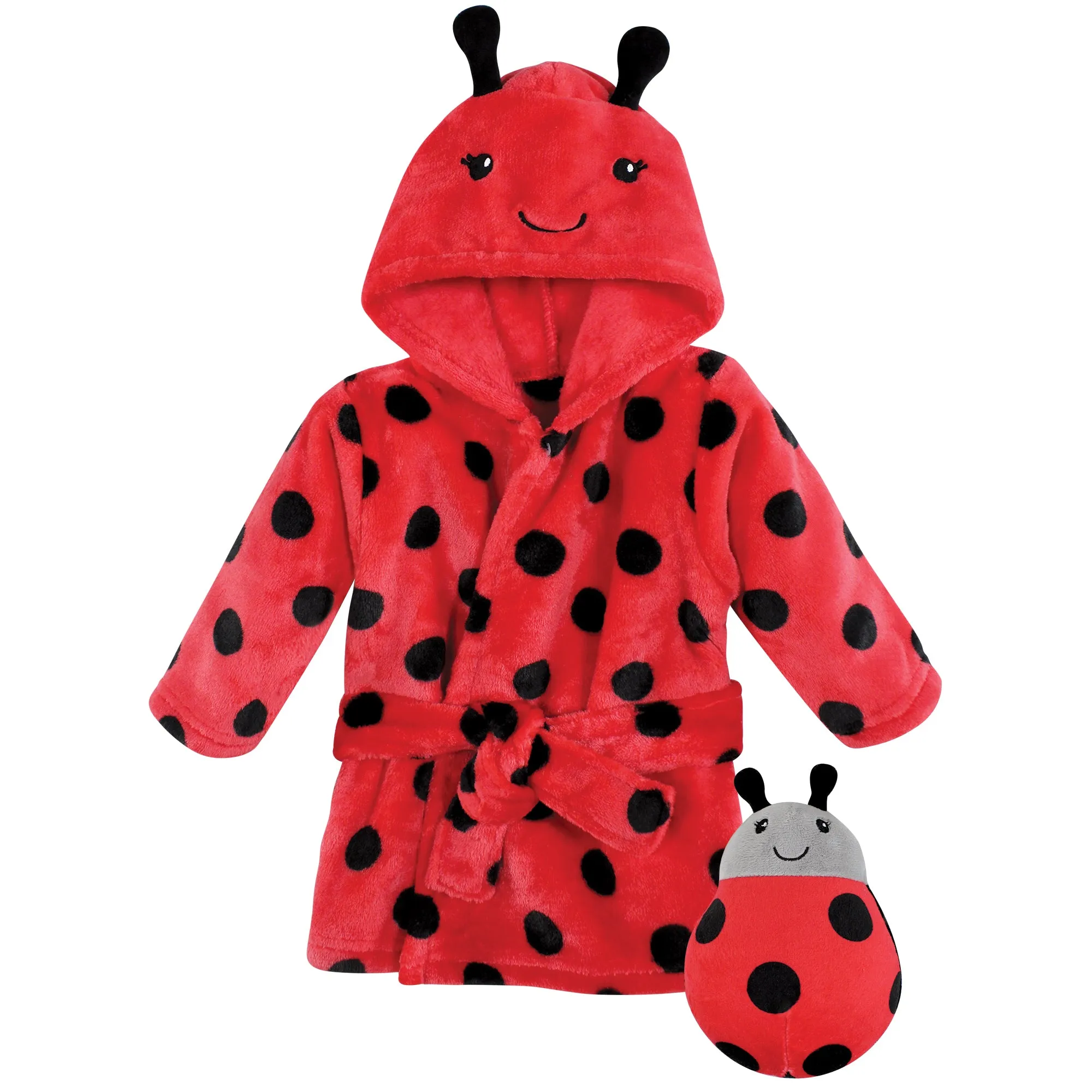 Hudson Baby Plush Bathrobe and Toy Set, Ladybug