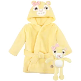 Hudson Baby Plush Bathrobe and Toy Set, Lion Girl