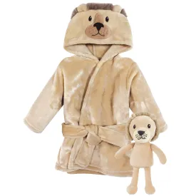 Hudson Baby Plush Bathrobe and Toy Set, Lion