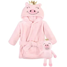 Hudson Baby Plush Bathrobe and Toy Set, Pig