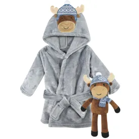 Hudson Baby Plush Bathrobe and Toy Set, Winter Moose