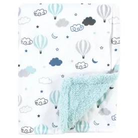 Hudson Baby Plush Blanket with Sherpa Back, Hot Air Baloon