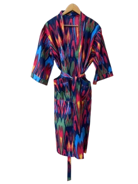 Ikat Print - Kimono Robe