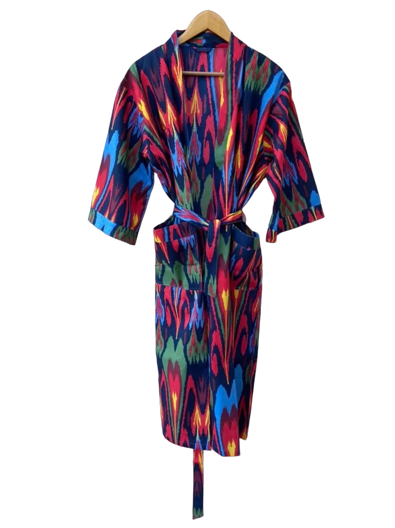 Ikat Print - Kimono Robe