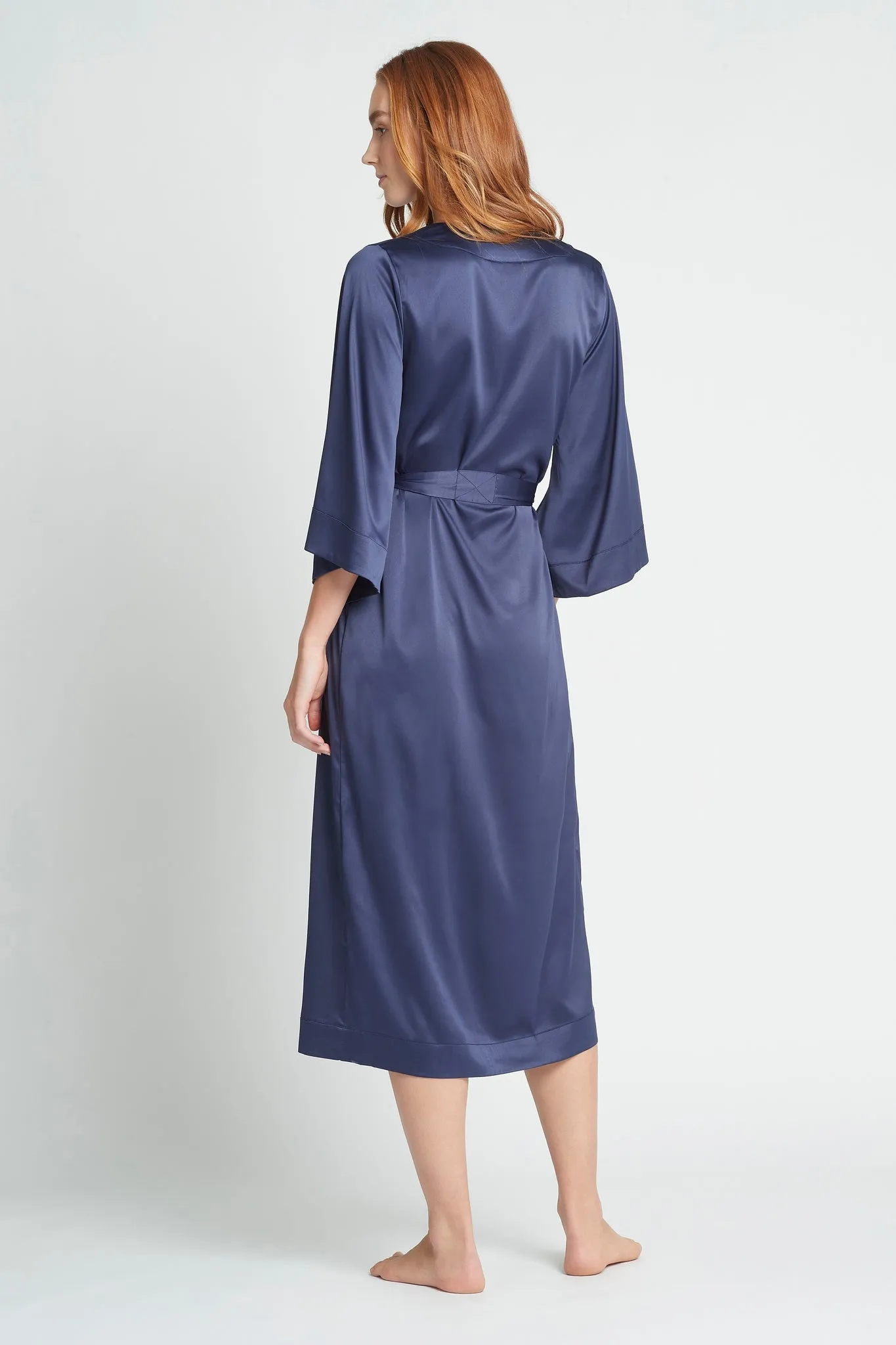 Jasmine Long Robe - Navy