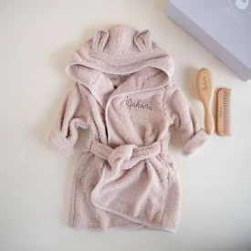 JBØRN Baby Gift Set | Organic Cotton Bath Robe & Hair Brush Set