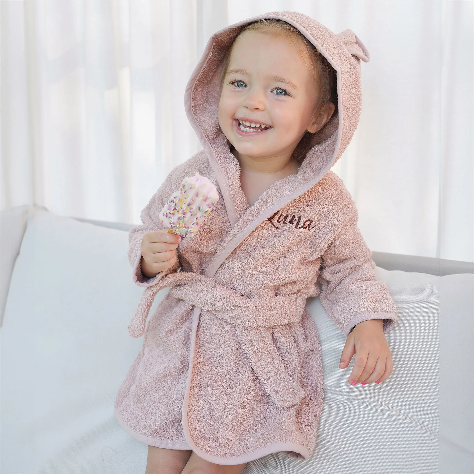 JBØRN Baby Gift Set | Organic Cotton Bath Robe & Hair Brush Set