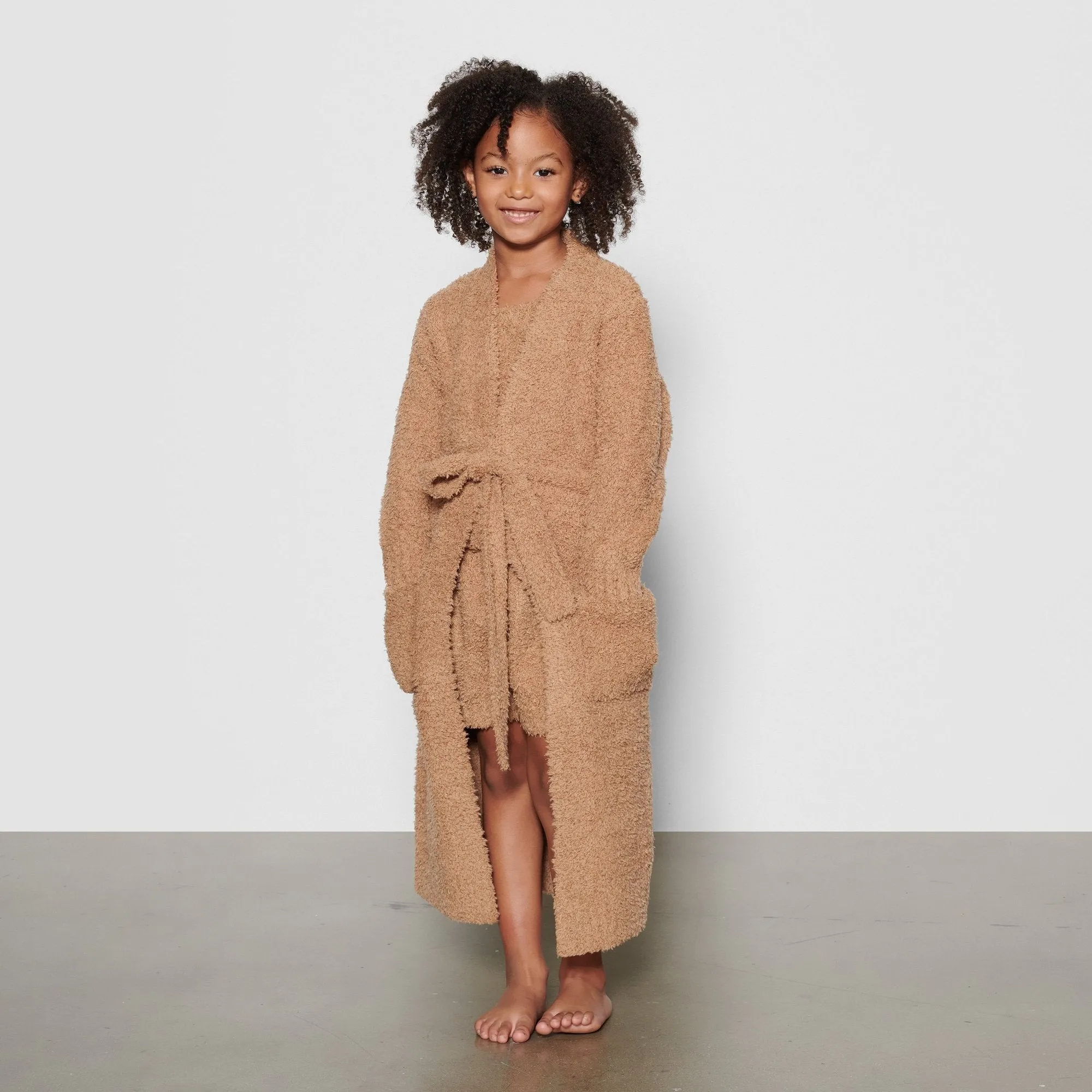 KIDS COZY KNIT ROBE | CAMEL