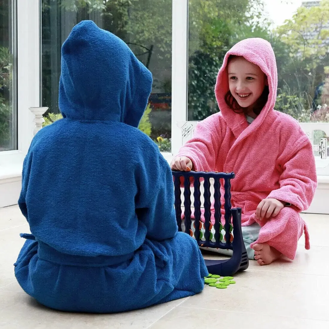 Kids Hooded Bathrobe with Horse Themed Design