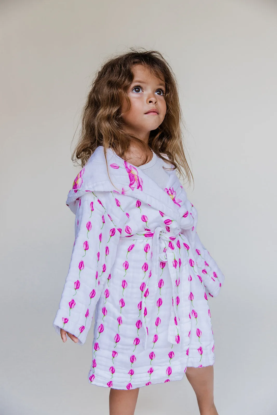 Kids Hooded Muslin Robe - Enchanted Garden (Lotus)