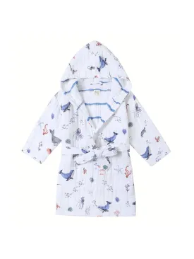 Kids Hooded Muslin Robe - Under The Sea