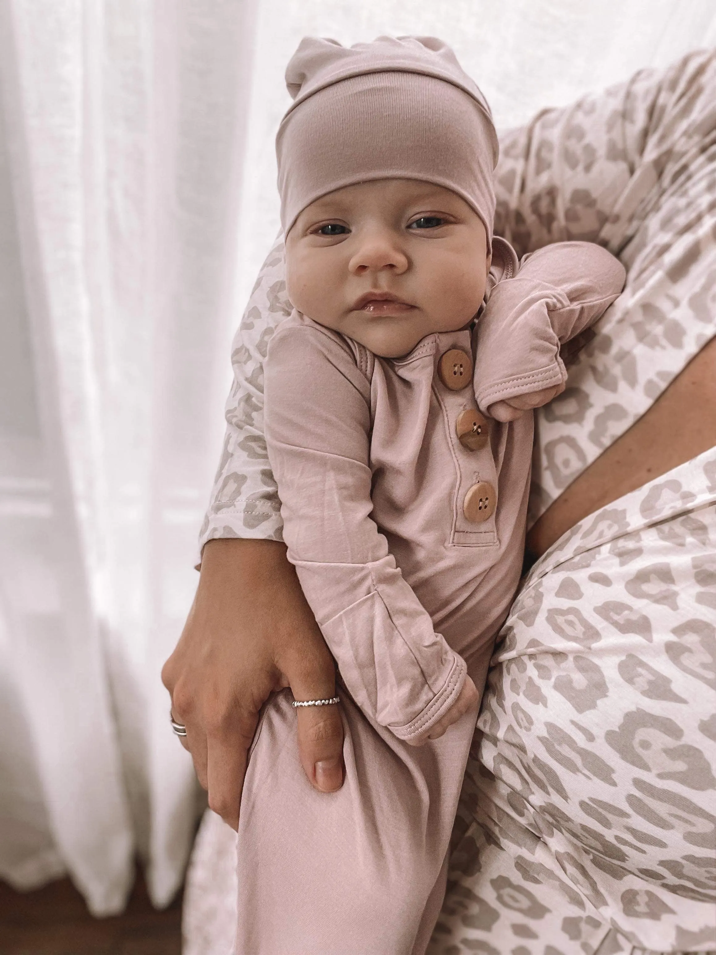 Knotted Gown and Hat Set - Pale Mauve