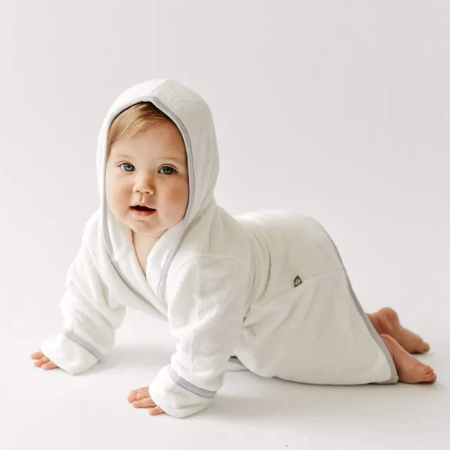 Kyte Baby Toddler Bath Robe in Cloud with Storm Trim