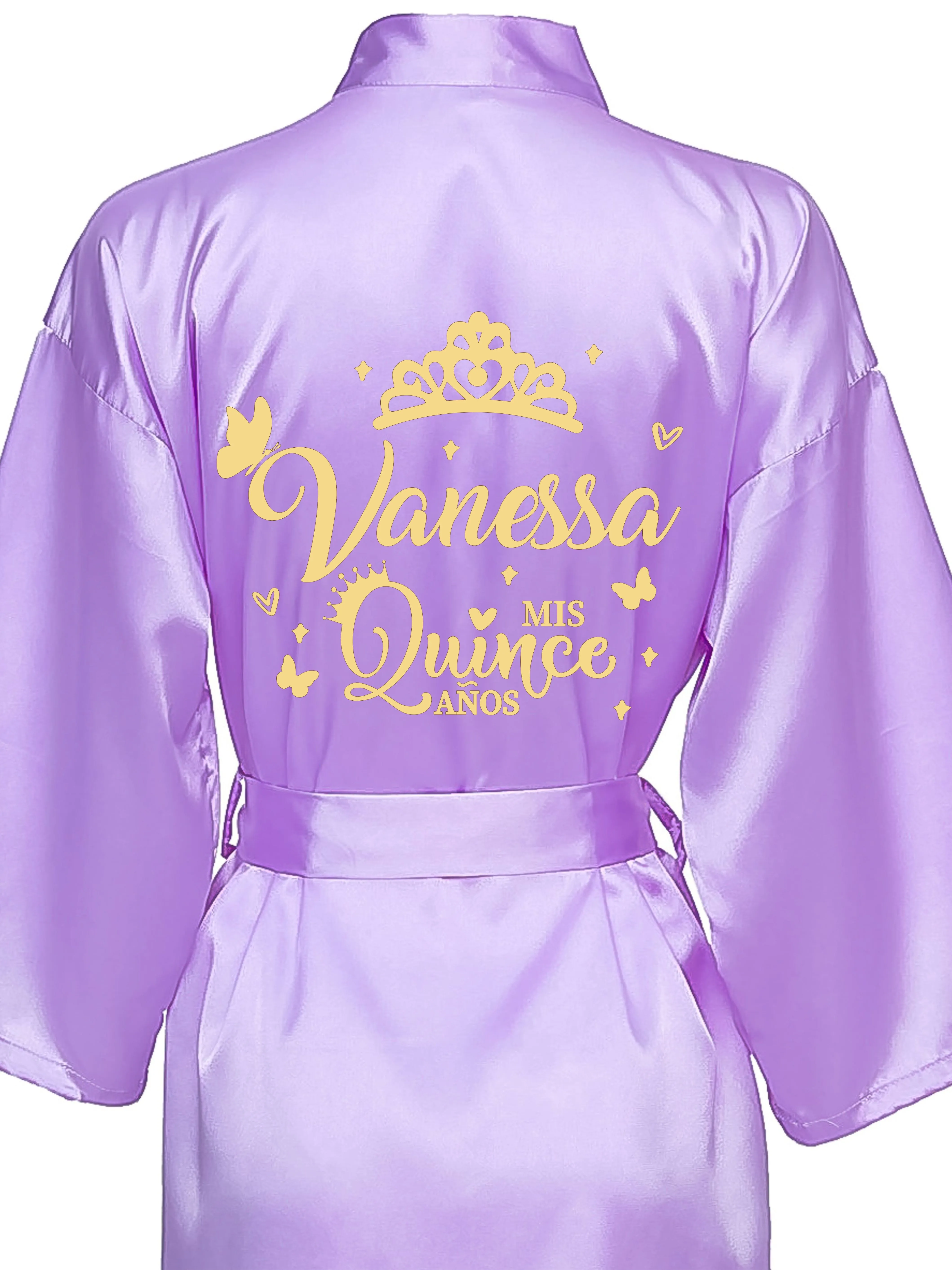 Lavender with Gold robe for quinceanera