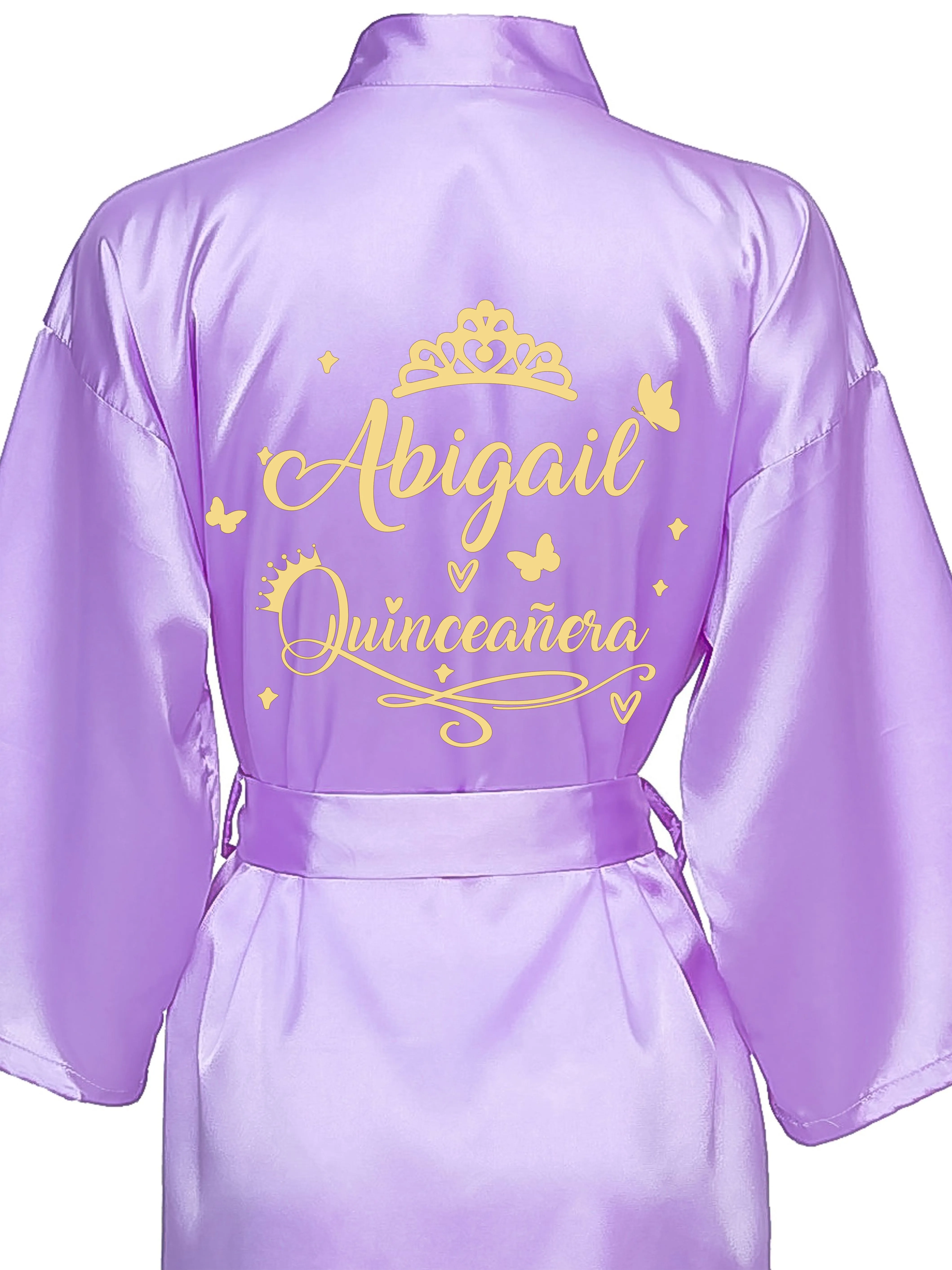 Lavender with Gold robe for quinceanera