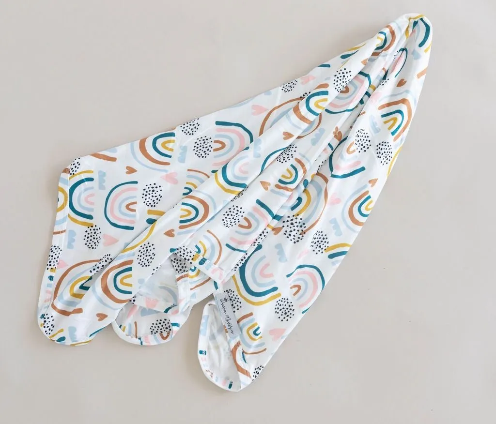 Lightweight Swaddle Blanket - Boho Bright Rainbows