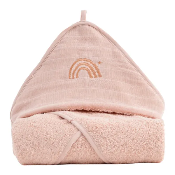 Little Crevette Hooded Towel 75x75cm Coral Pink