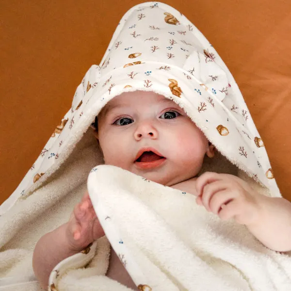 Little Crevette Hooded Towel 75x75cm Noisette (Ecureuil)