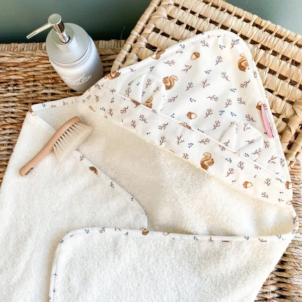 Little Crevette Hooded Towel 75x75cm Noisette (Ecureuil)