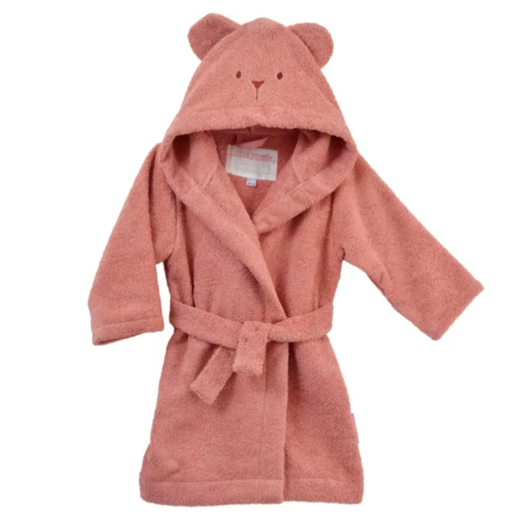 Little Crevette Uni Oursons Bathrobe Bois De Rose