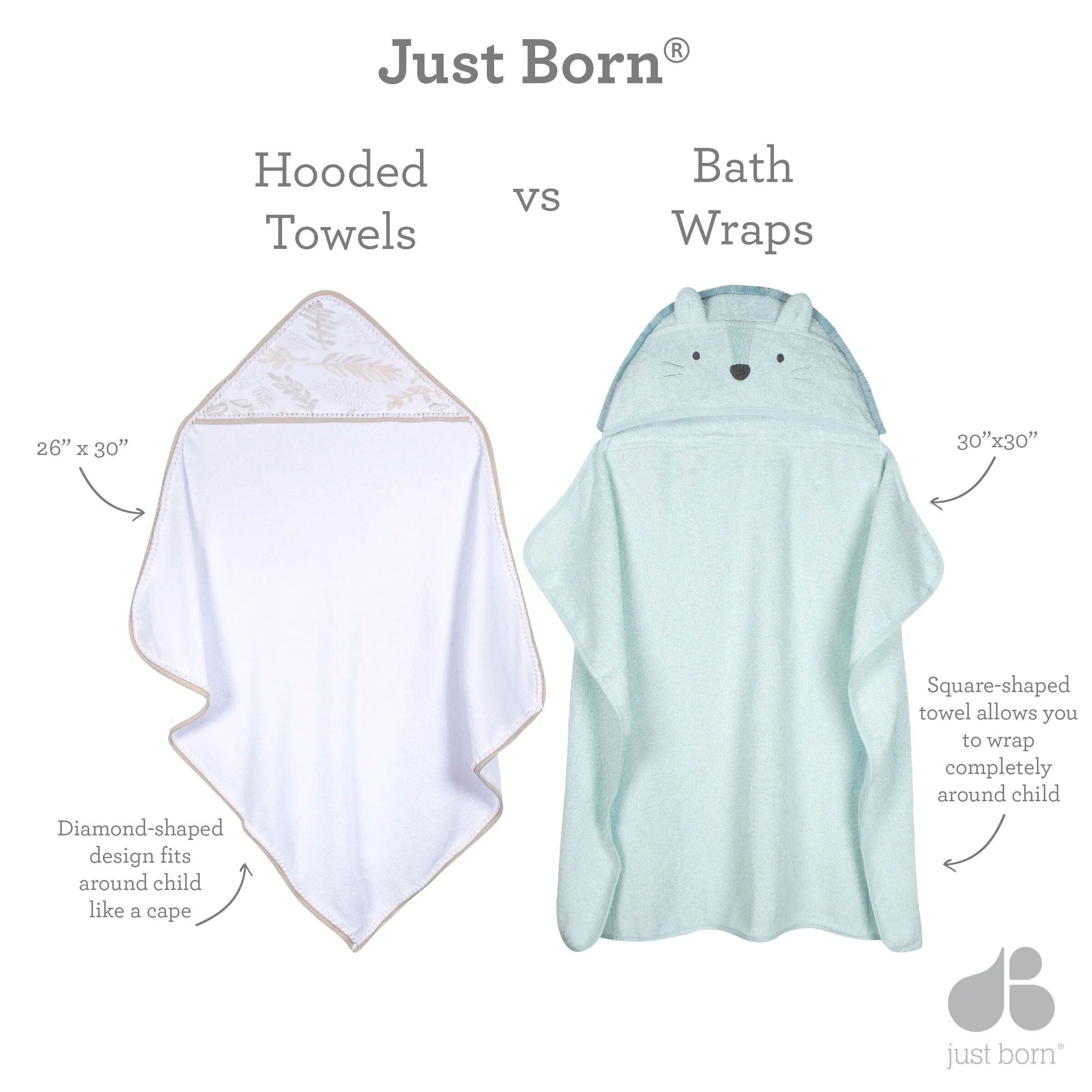 Love to Bathe 4-Piece Hooded Towel & Washcloth Set