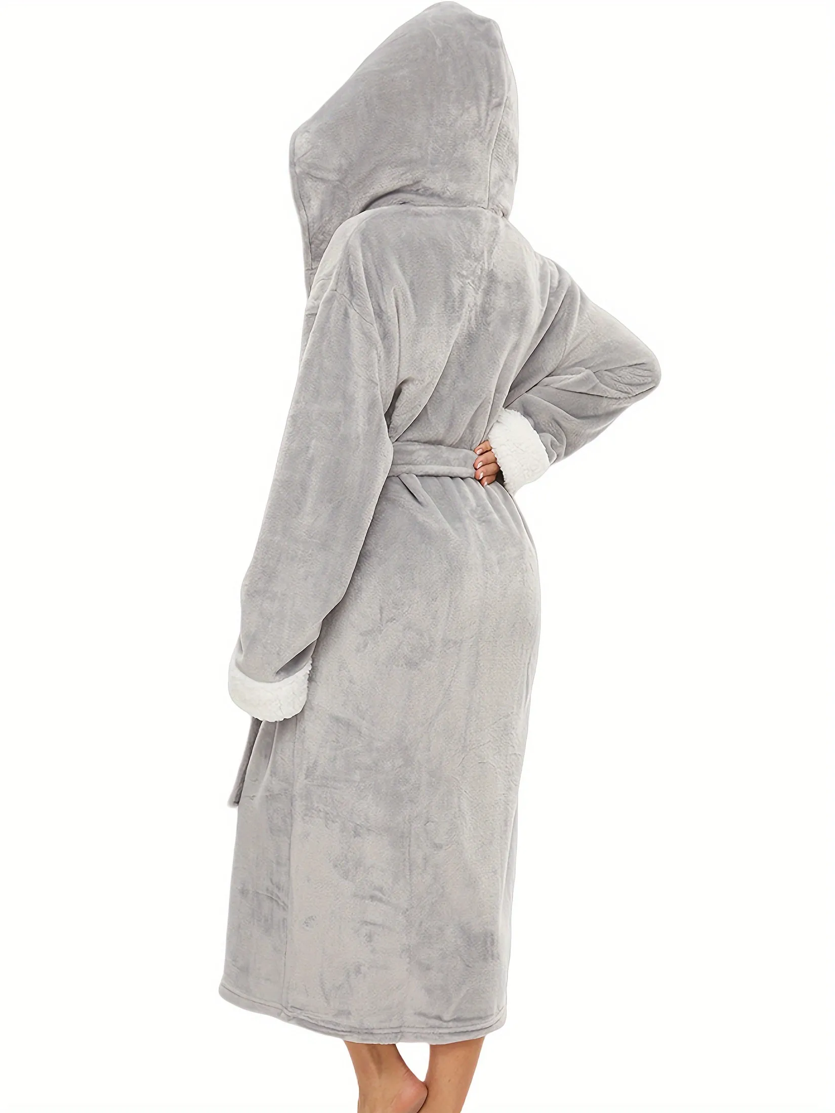 Luxurious Plush Fleece Bathrobe for Women - Soft, Cozy, and Warm Full-Length Hooded Robe for Fall and Winter - Perfect for Lounging and Relaxation