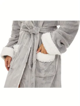 Luxurious Plush Fleece Bathrobe for Women - Soft, Cozy, and Warm Full-Length Hooded Robe for Fall and Winter - Perfect for Lounging and Relaxation