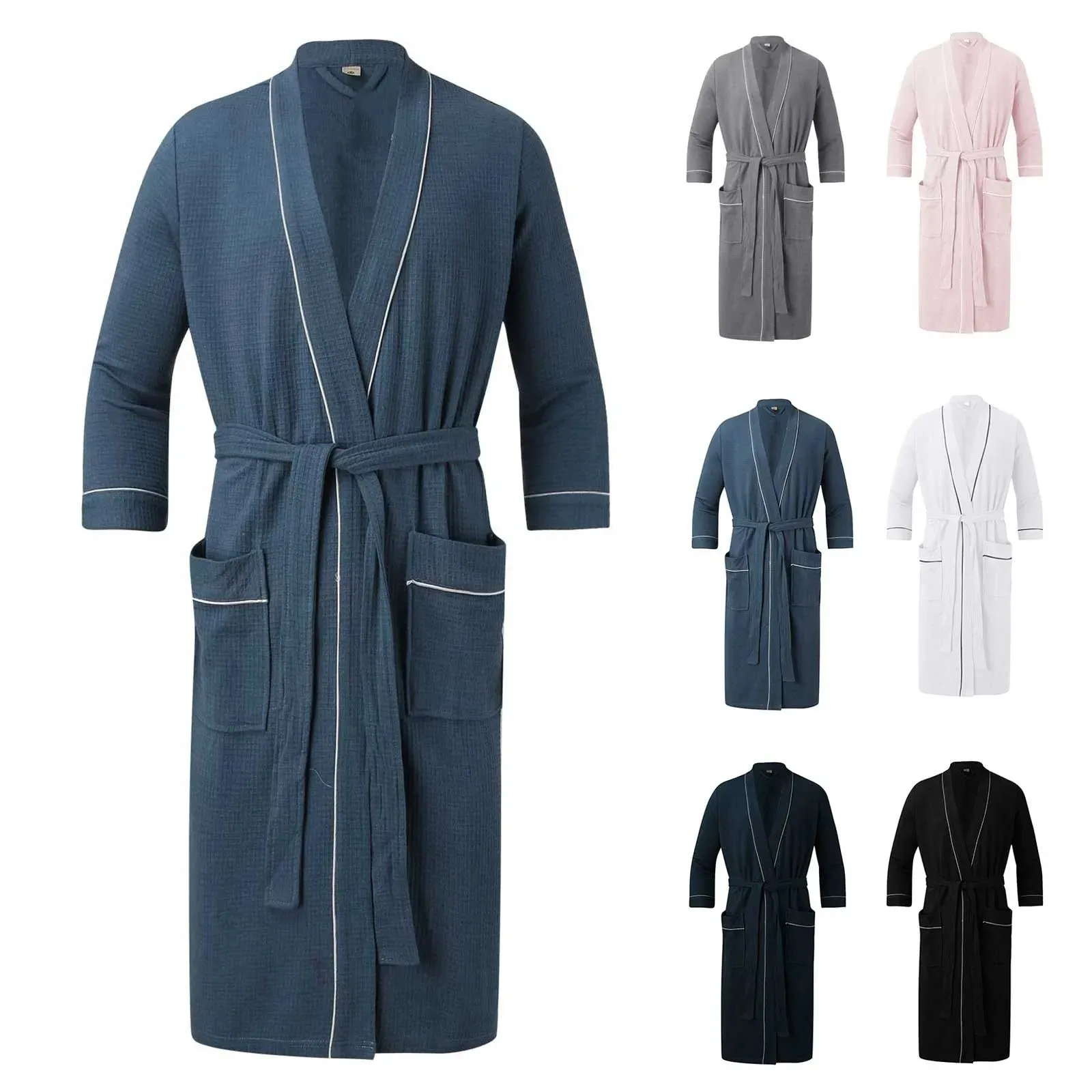 Luxurious Thick Terry Bathrobe for Men: Long Sleeve Absorbent Kimono