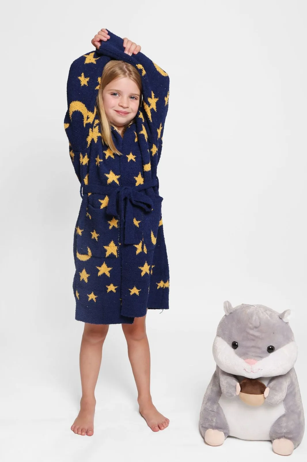 Luxury Cozy Kids Short Robe with Hood - Night Sky