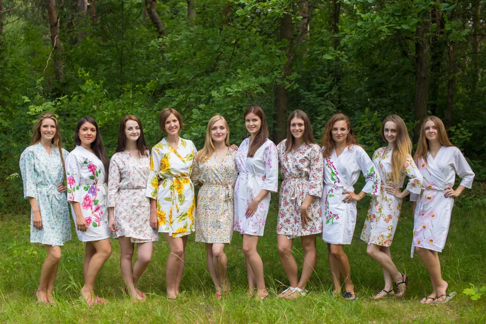 Mismatched White Floral Bridesmaids Robes