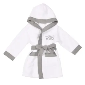 Mon Beau Trousseau | Boys White & Grey Personalised Bathrobe