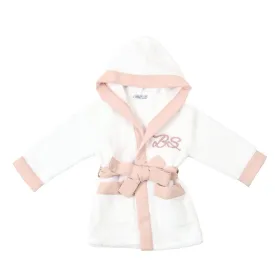 Mon Beau Trousseau | Girls White & Dusty Rose Personalised Bathrobe