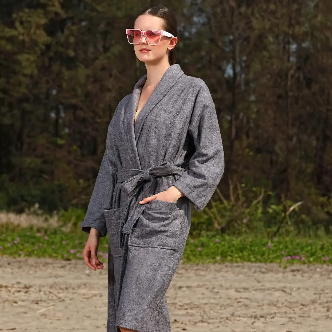 Mush 100% Bamboo Bathrobe for Men/Women (Unisex) S/M,(Pack of 1) (L, Grey)