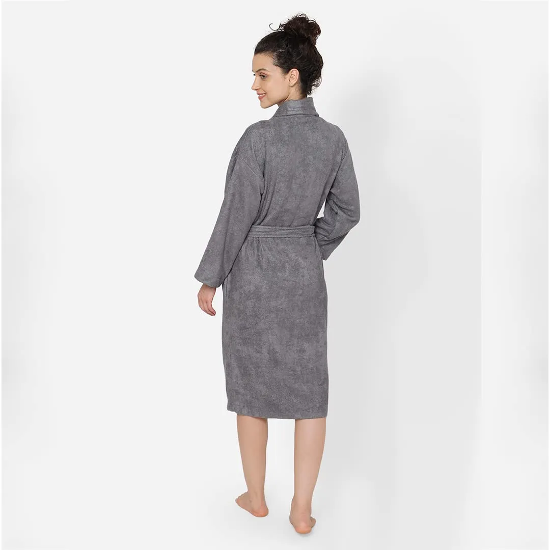 Mush 100% Bamboo Bathrobe for Men/Women (Unisex) S/M,(Pack of 1) (L, Grey)