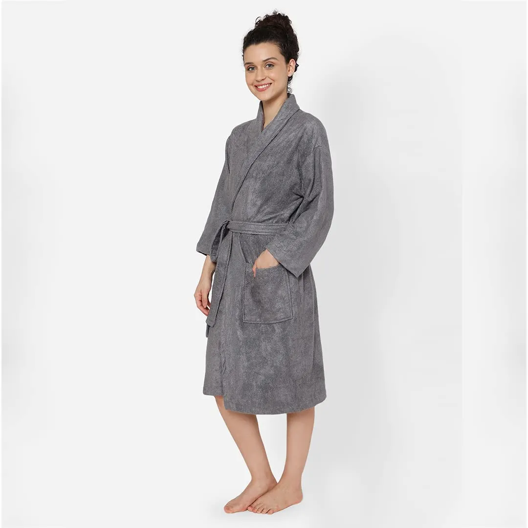 Mush 100% Bamboo Bathrobe for Men/Women (Unisex) S/M,(Pack of 1) (L, Grey)