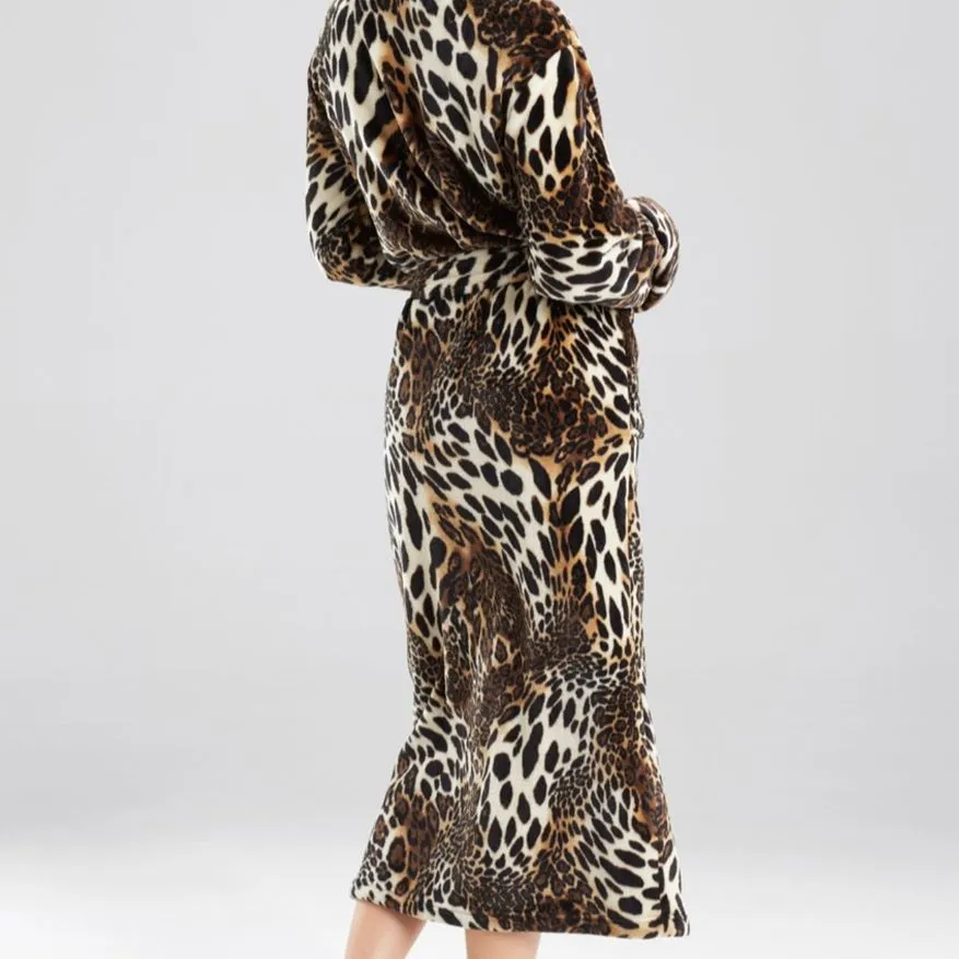 Natori Plush Leopard Robe in Chestnut H74274