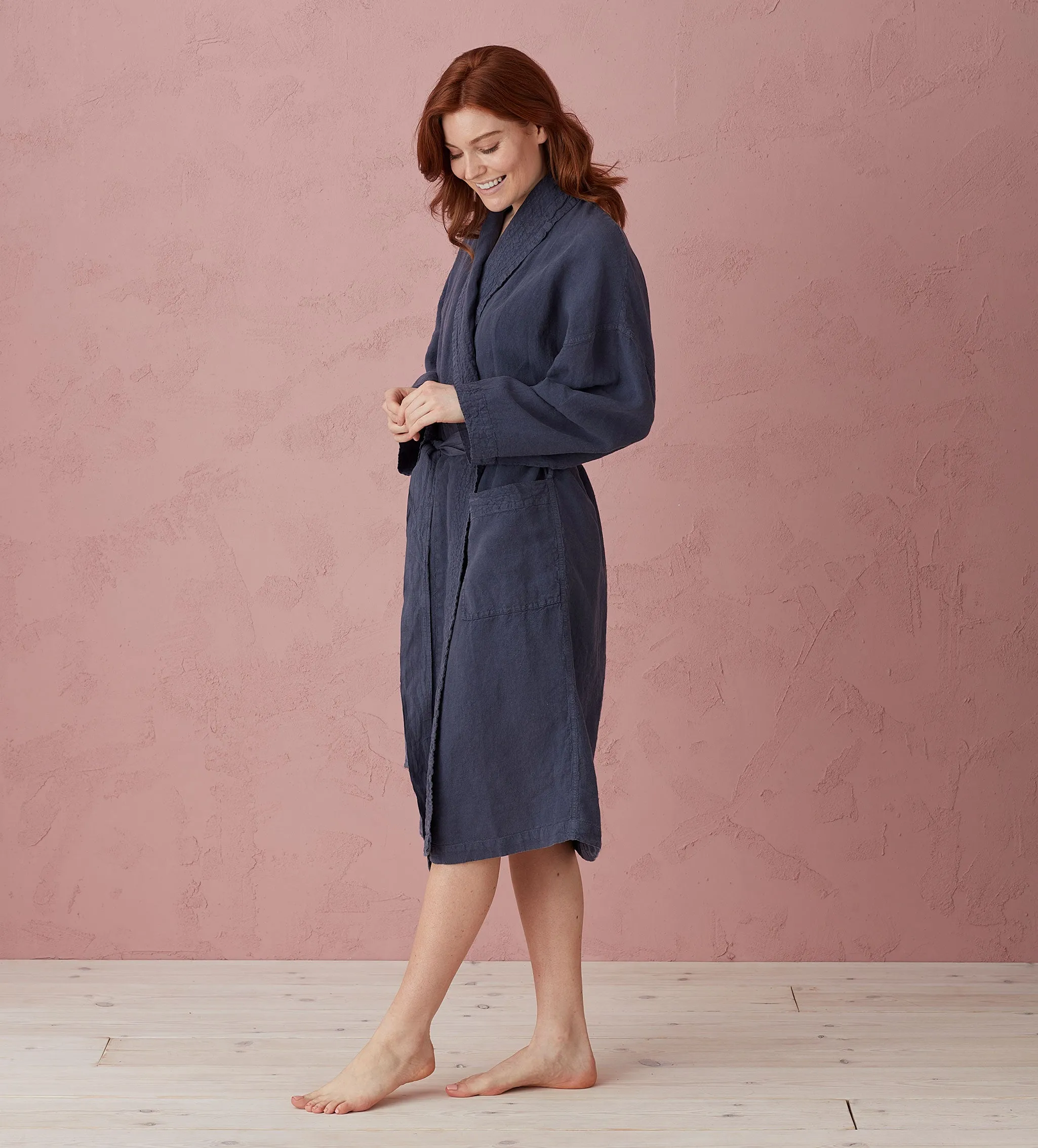 Navy Blue Layla 100% Linen Robe