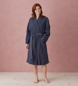 Navy Blue Layla 100% Linen Robe