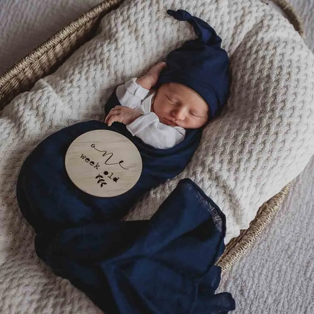 Navy Organic Muslin Wrap