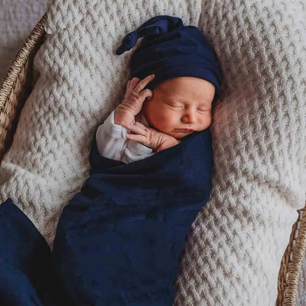 Navy Organic Muslin Wrap