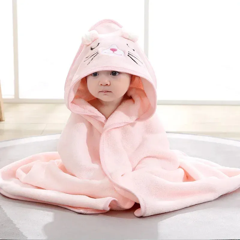 New 2024 Toddler Baby Hooded Towels Newborn Kids Bathrobe Super Soft Bath Towel Blanket Warm Sleeping Swaddle Wrap