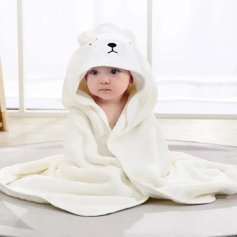 New 2024 Toddler Baby Hooded Towels Newborn Kids Bathrobe Super Soft Bath Towel Blanket Warm Sleeping Swaddle Wrap