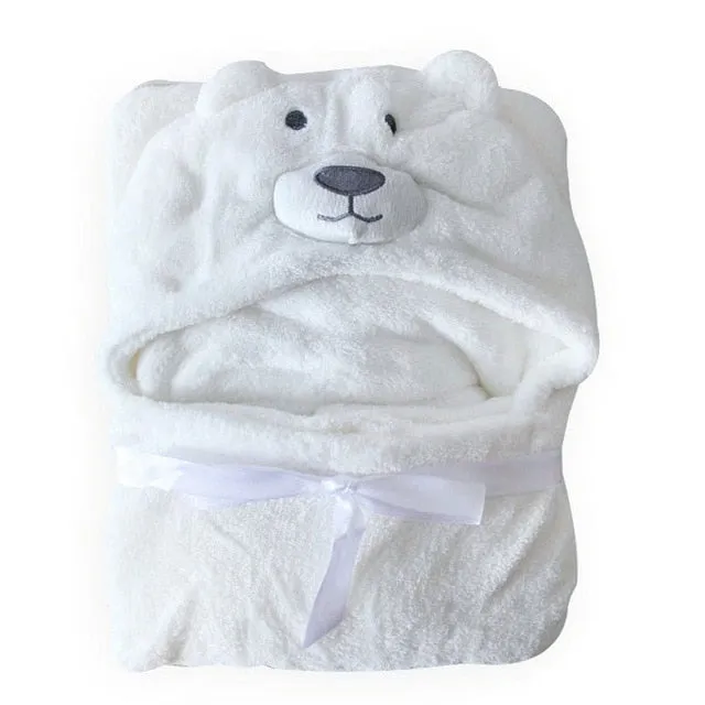 Newborn Baby Bathrobe Pajamas Cute Animal Cartoon Babies Kids Blanket Hooded Bathrobe Sleepers Toddler Comfortable Bath Towel