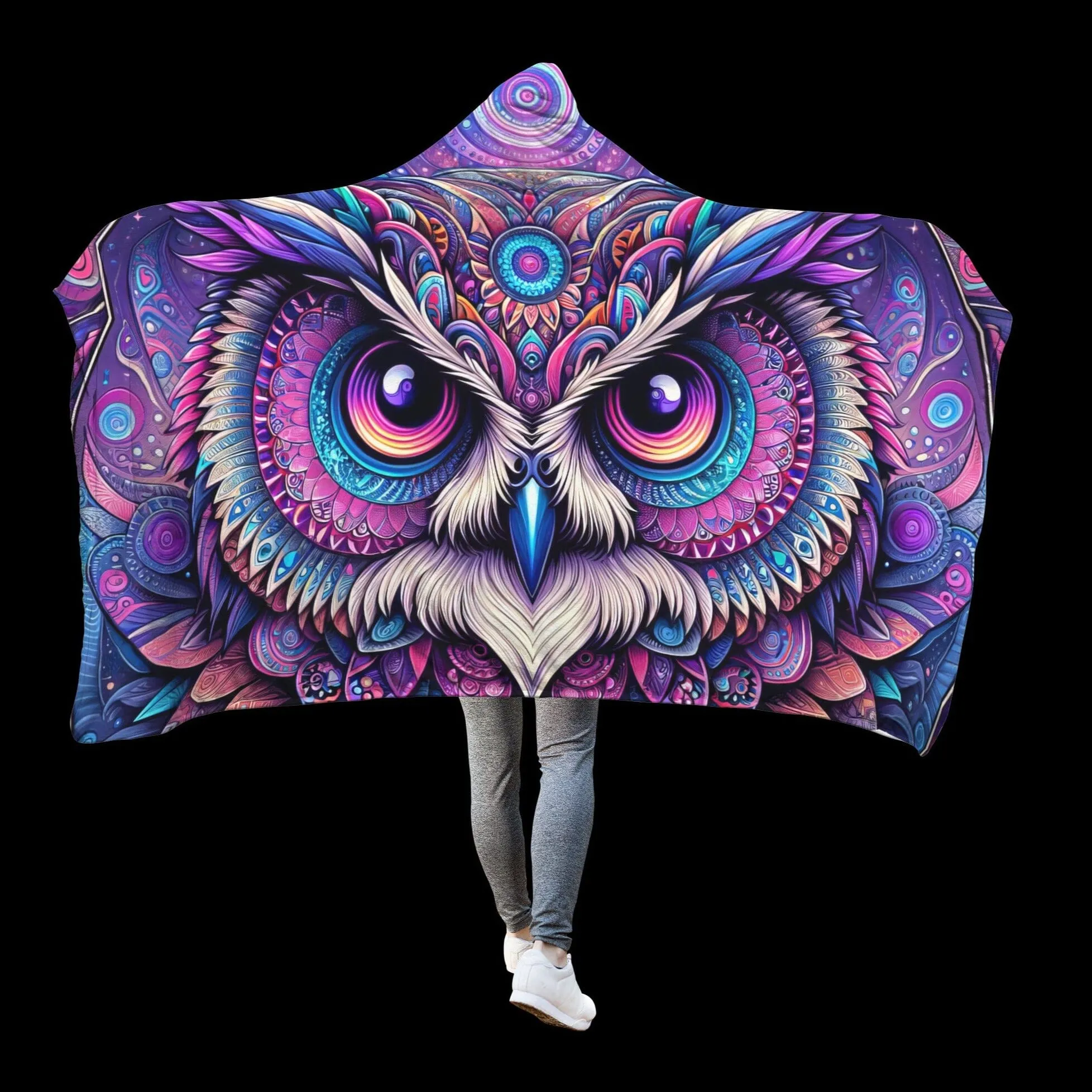 Omniscient Owl Hooded Blanket