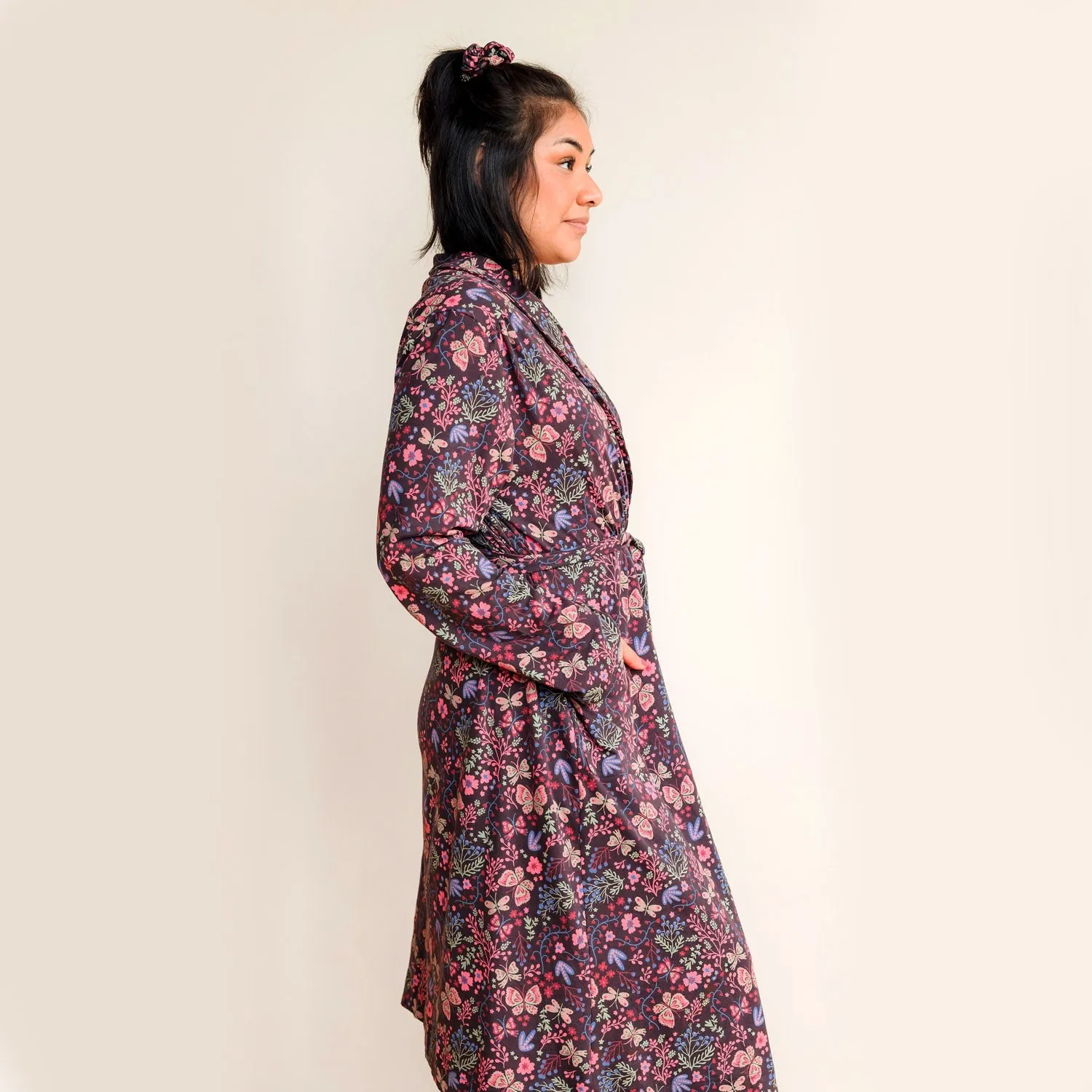 Organic Cotton Women’s Lounge Robe in Flower Child