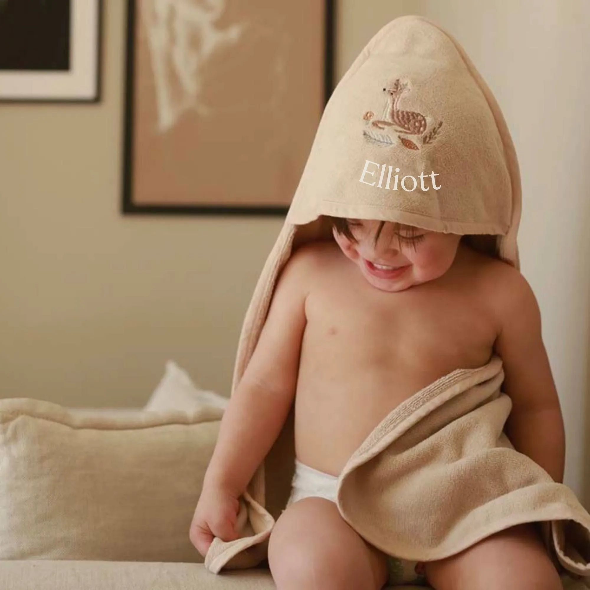 Organic Hooded Baby Towel 'Deer'