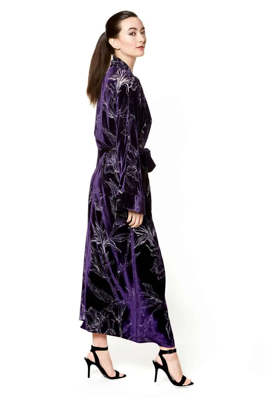 Passion Purple Faberge Velvet Long Robe