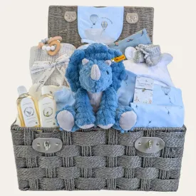 Personalised & Luxury Dixi Dinosaur New Baby Boy Hamper Basket